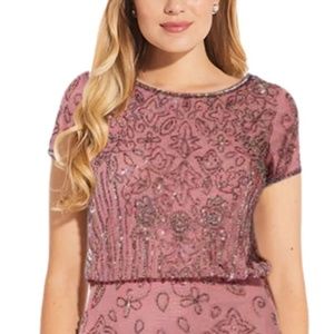 Adrianna Papell Beaded Short-Sleeve Gown, size 2